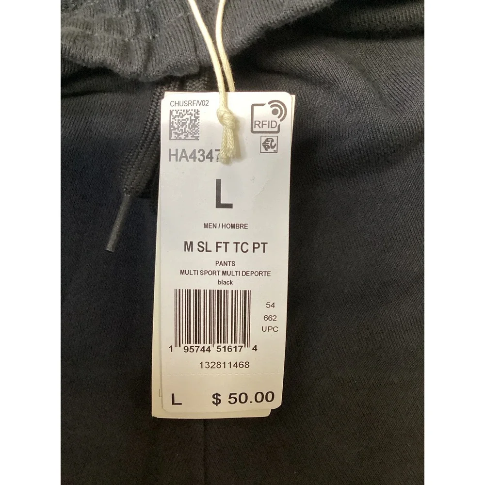 Adidas Mens Black French Terry Tapered Leg Regular Fit Jogger Pants HA4347‎ L